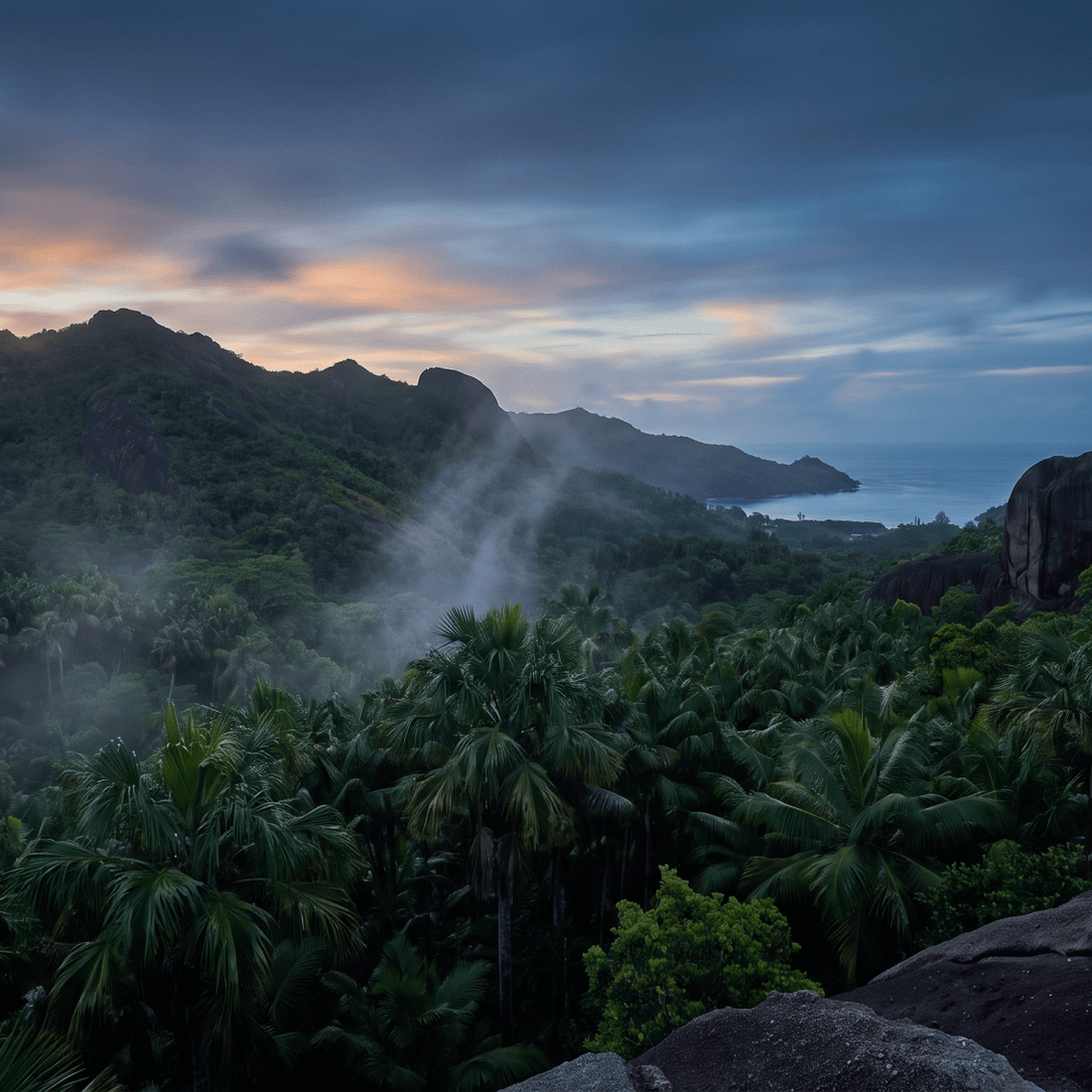 Atardecer en Seychelles, conectado con datos móviles sin roaming
