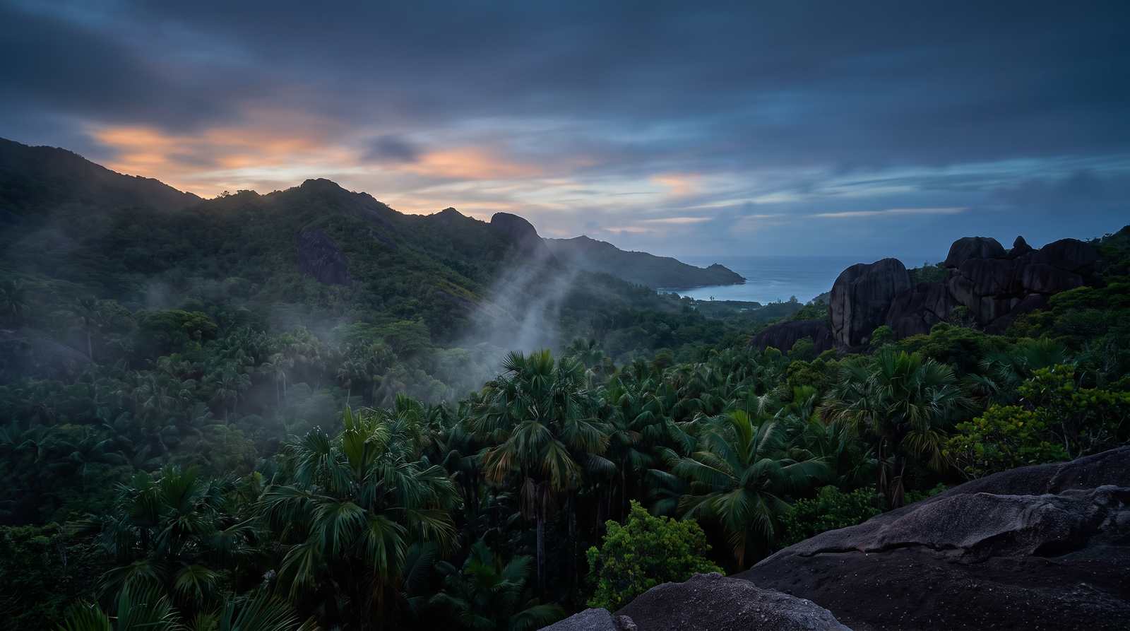 Atardecer en Seychelles, conectado con datos móviles sin roaming