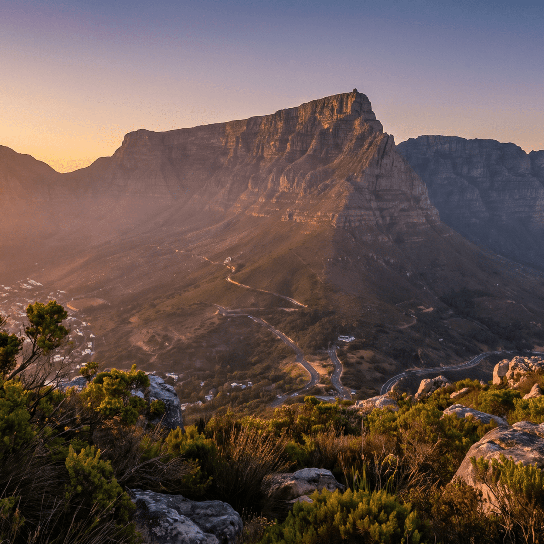 Paisaje de Sudáfrica con cobertura 4G/5G de la eSIM de PuraSIM
