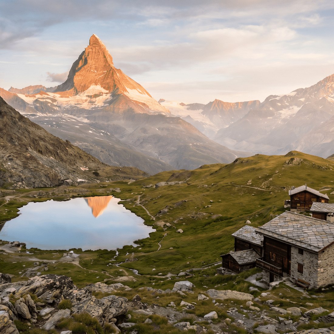 Paisaje de Suiza con cobertura 4G/5G de la eSIM de PuraSIM