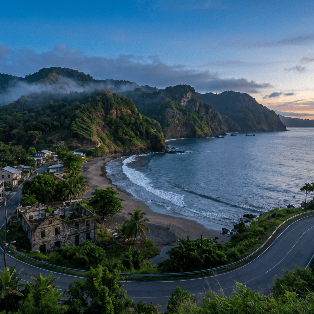 Atardecer en Trinidad y Tobago, conectado con datos móviles sin roaming