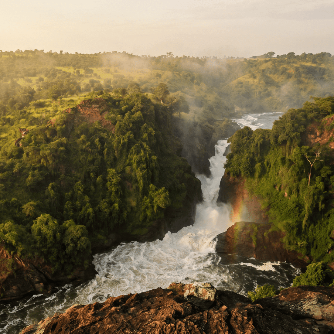 Paisaje de Uganda con cobertura 4G/5G de la eSIM de PuraSIM