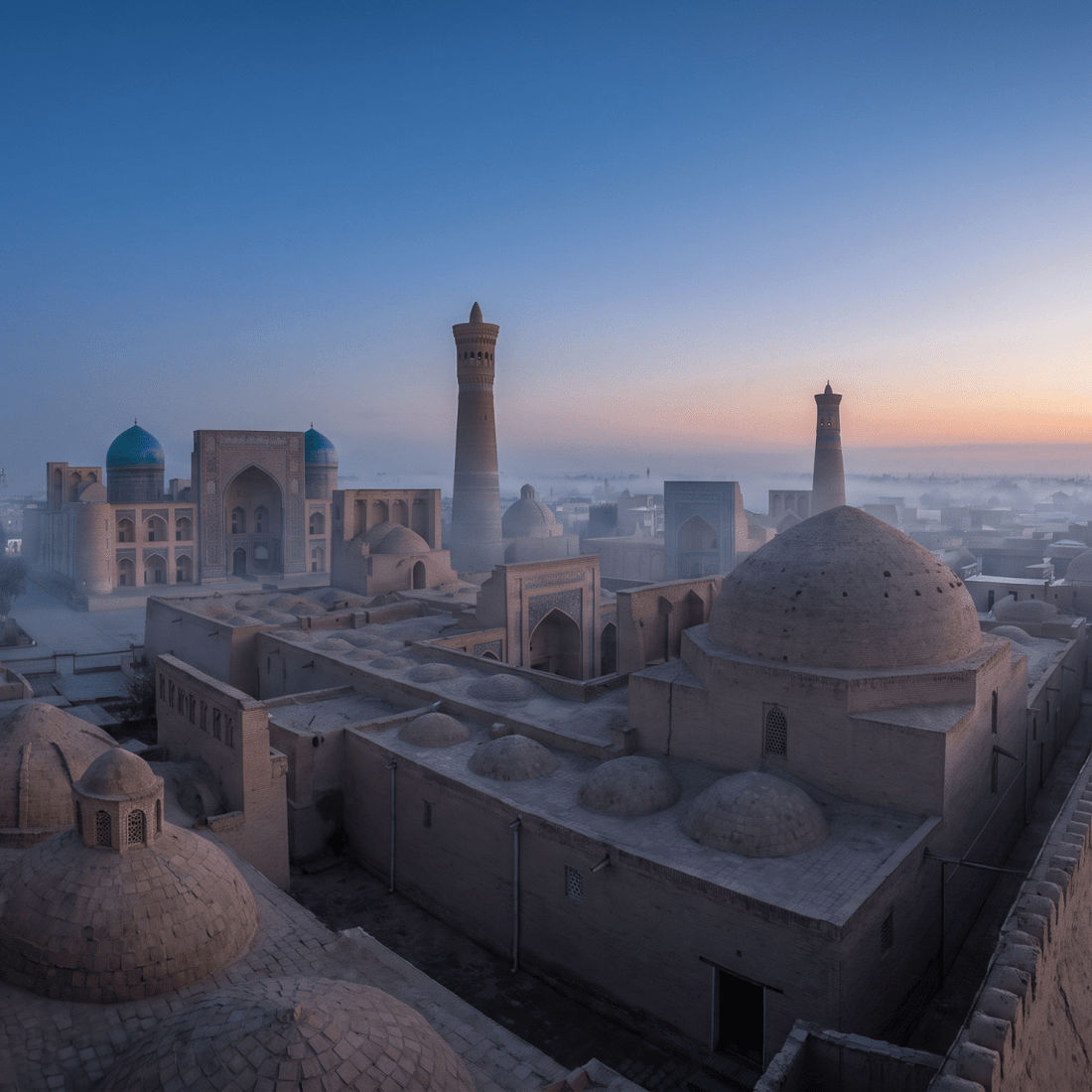 Atardecer en Uzbekistán, conectado con datos móviles sin roaming