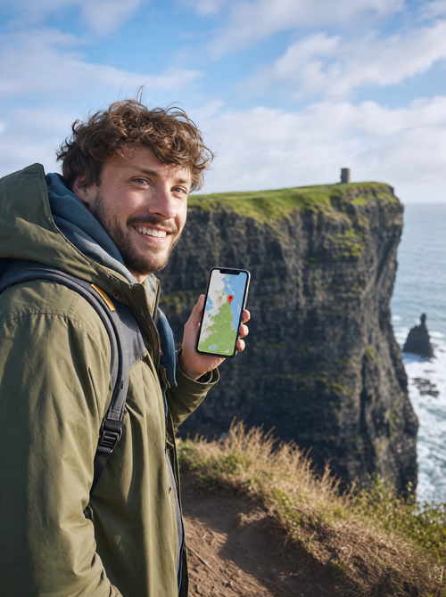 Vista de Irlanda para viajeros con eSIM de datos