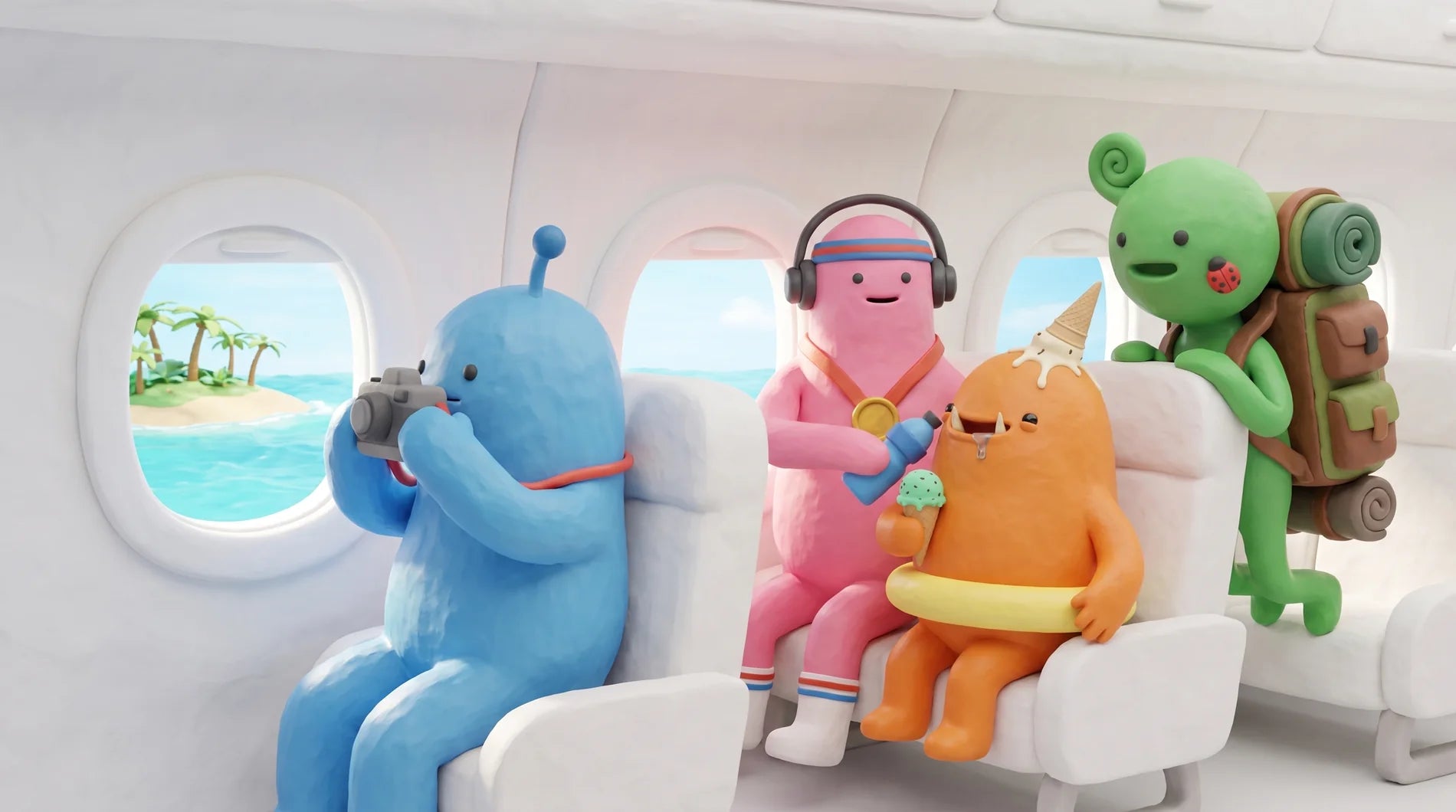 El equipo PuraSim viajando en avión